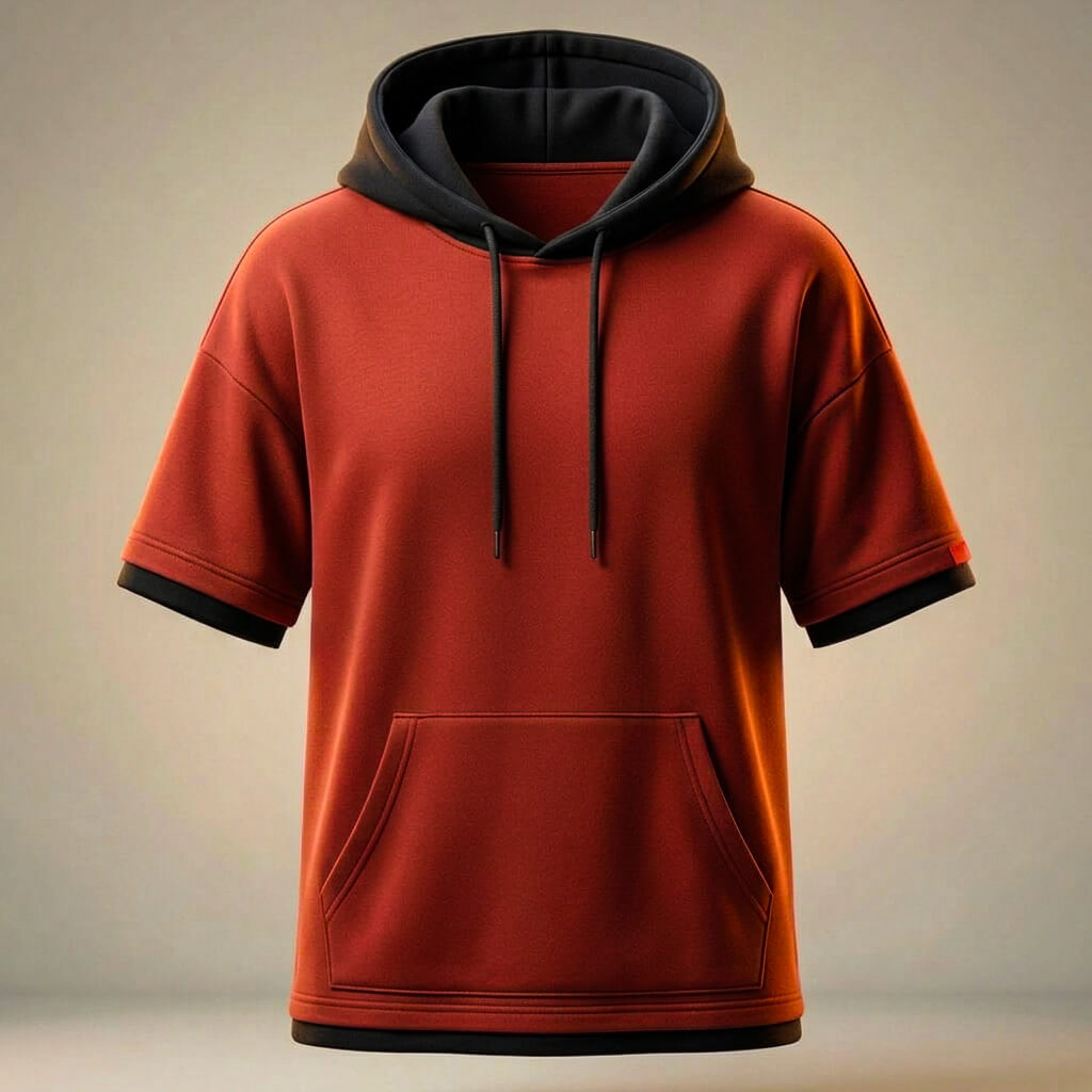 Herren-Kapuzen-T-Shirt aus Baumwolle – Oversize Streetwear Lässiger Schnitt