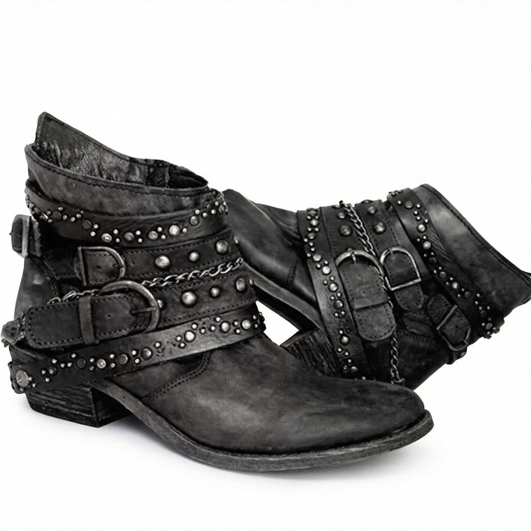 Bottines Femme Vintage à Chaîne – Allure Rétro