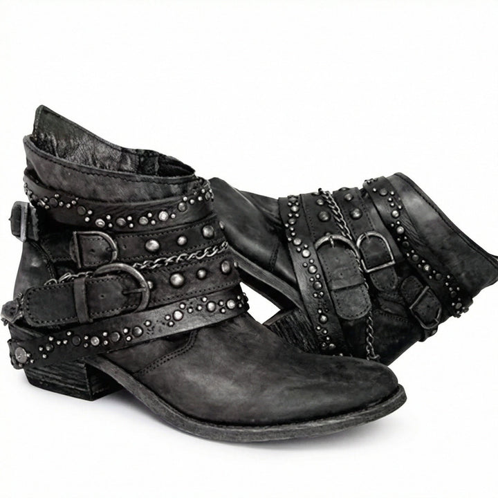 Bottines Femme Vintage à Chaîne – Allure Rétro
