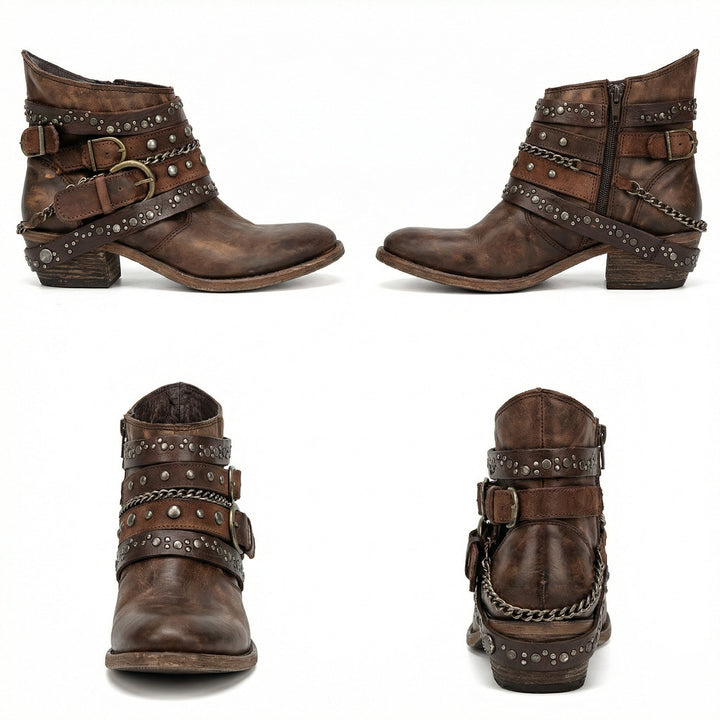 Bottines Femme Vintage à Chaîne – Allure Rétro