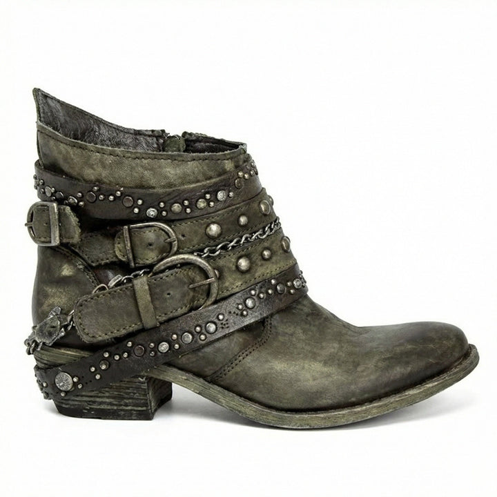 Bottines Femme Vintage à Chaîne – Allure Rétro