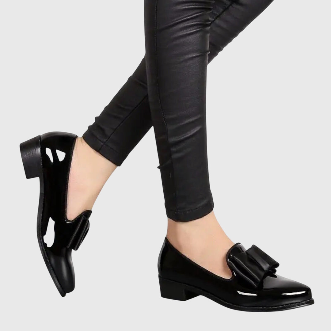 Women's Moccasins with Bow – Glossy Ice Finish
