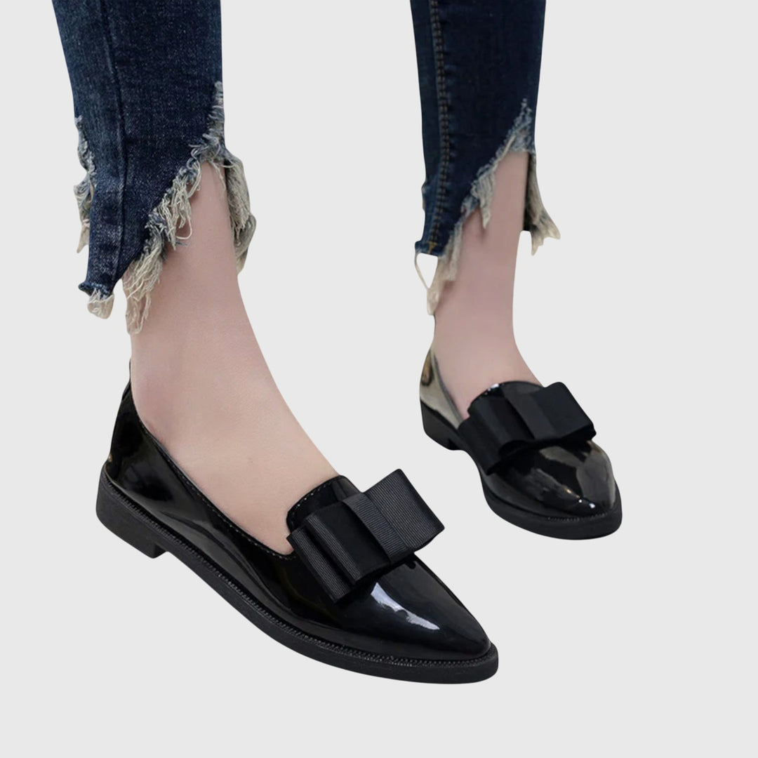 Women's Moccasins with Bow – Glossy Ice Finish