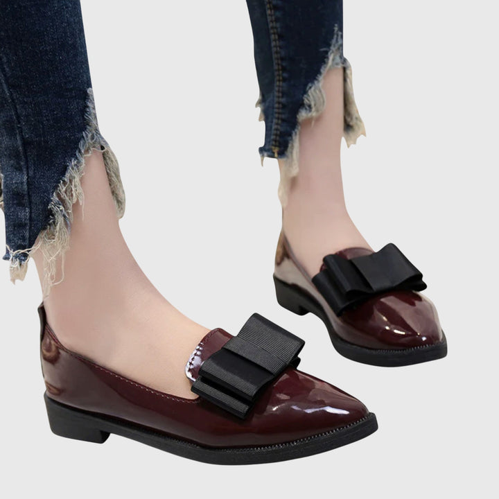 Women's Moccasins with Bow – Glossy Ice Finish