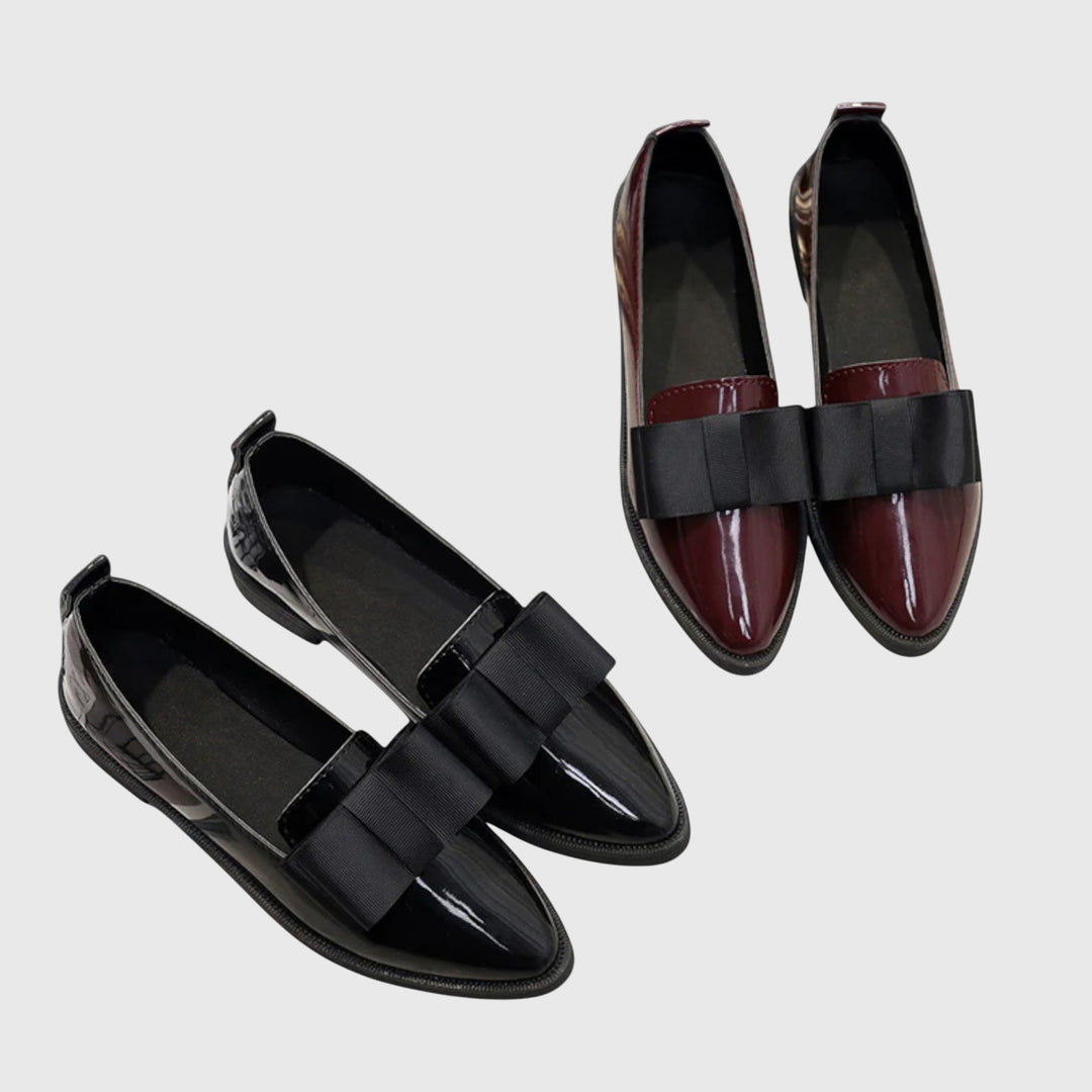 Women's Moccasins with Bow – Glossy Ice Finish
