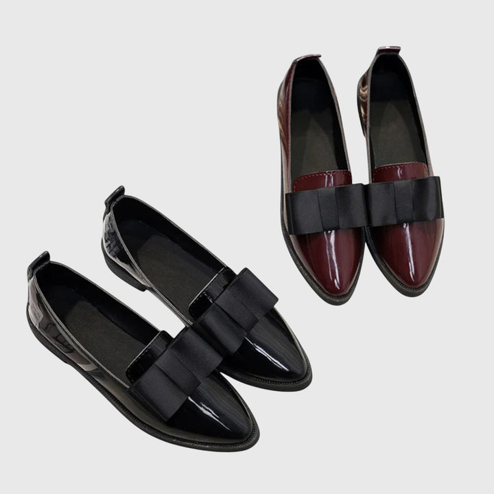 Women's Moccasins with Bow – Glossy Ice Finish
