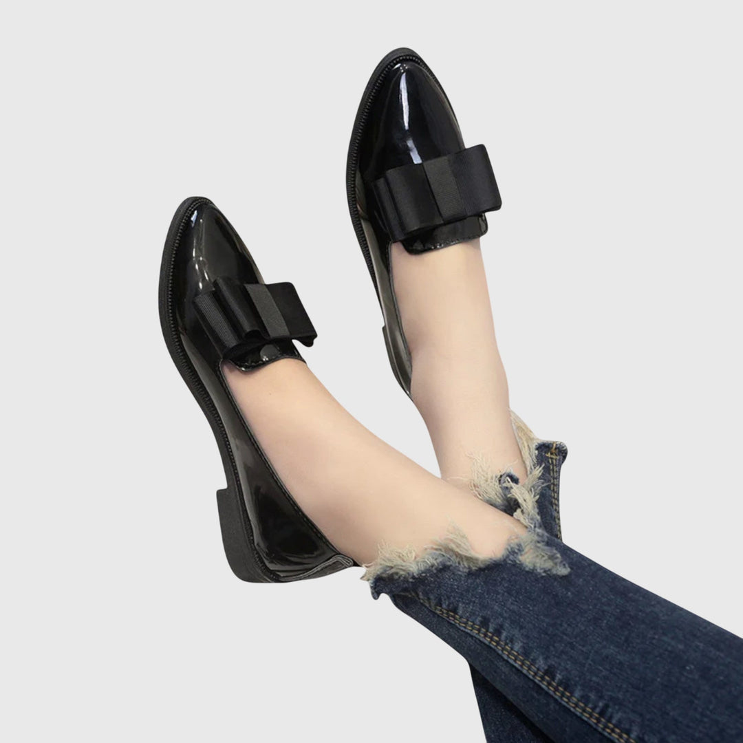Women's Moccasins with Bow – Glossy Ice Finish