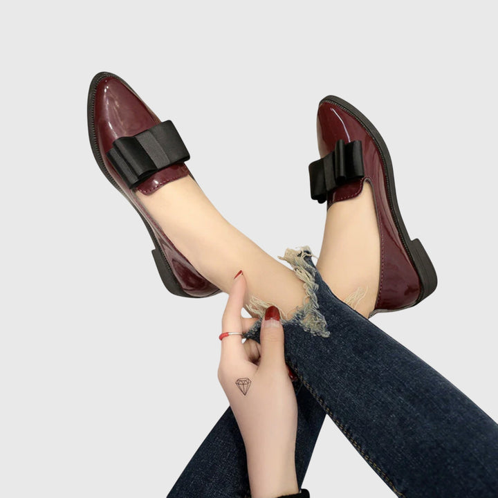 Women's Moccasins with Bow – Glossy Ice Finish