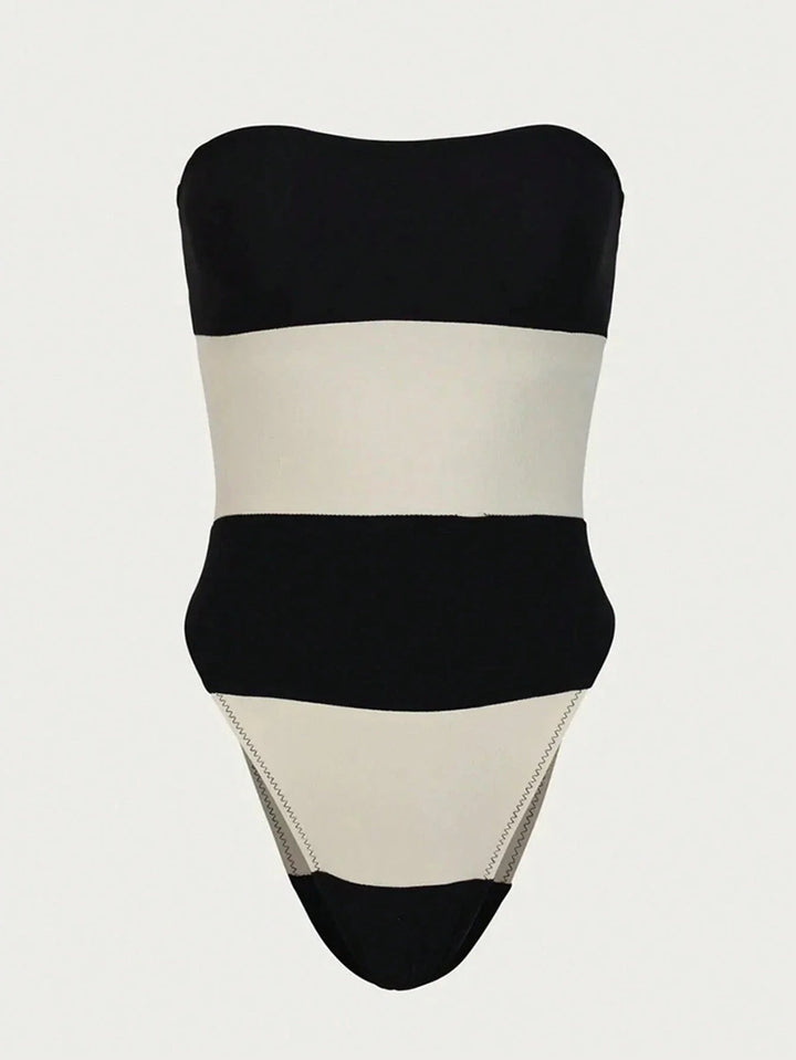 Costume da bagno intero donna – Bustier a vita alta con inserti