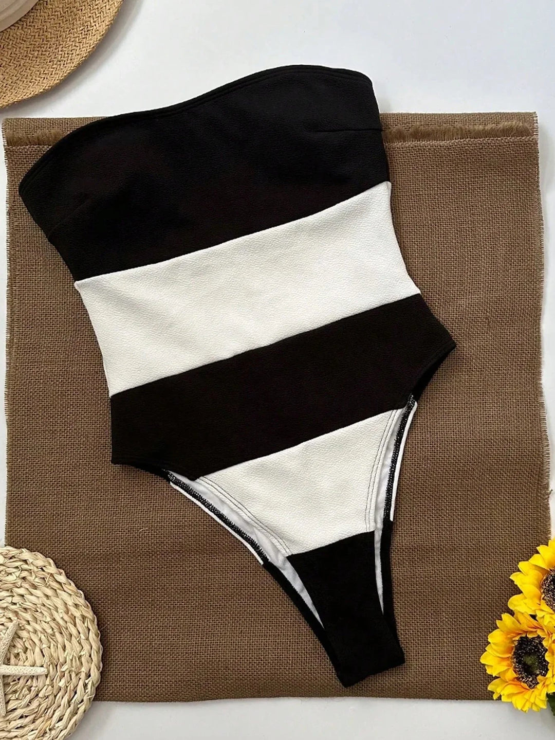 Costume da bagno intero donna – Bustier a vita alta con inserti