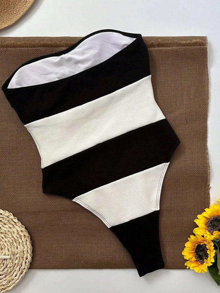 Costume da bagno intero donna – Bustier a vita alta con inserti
