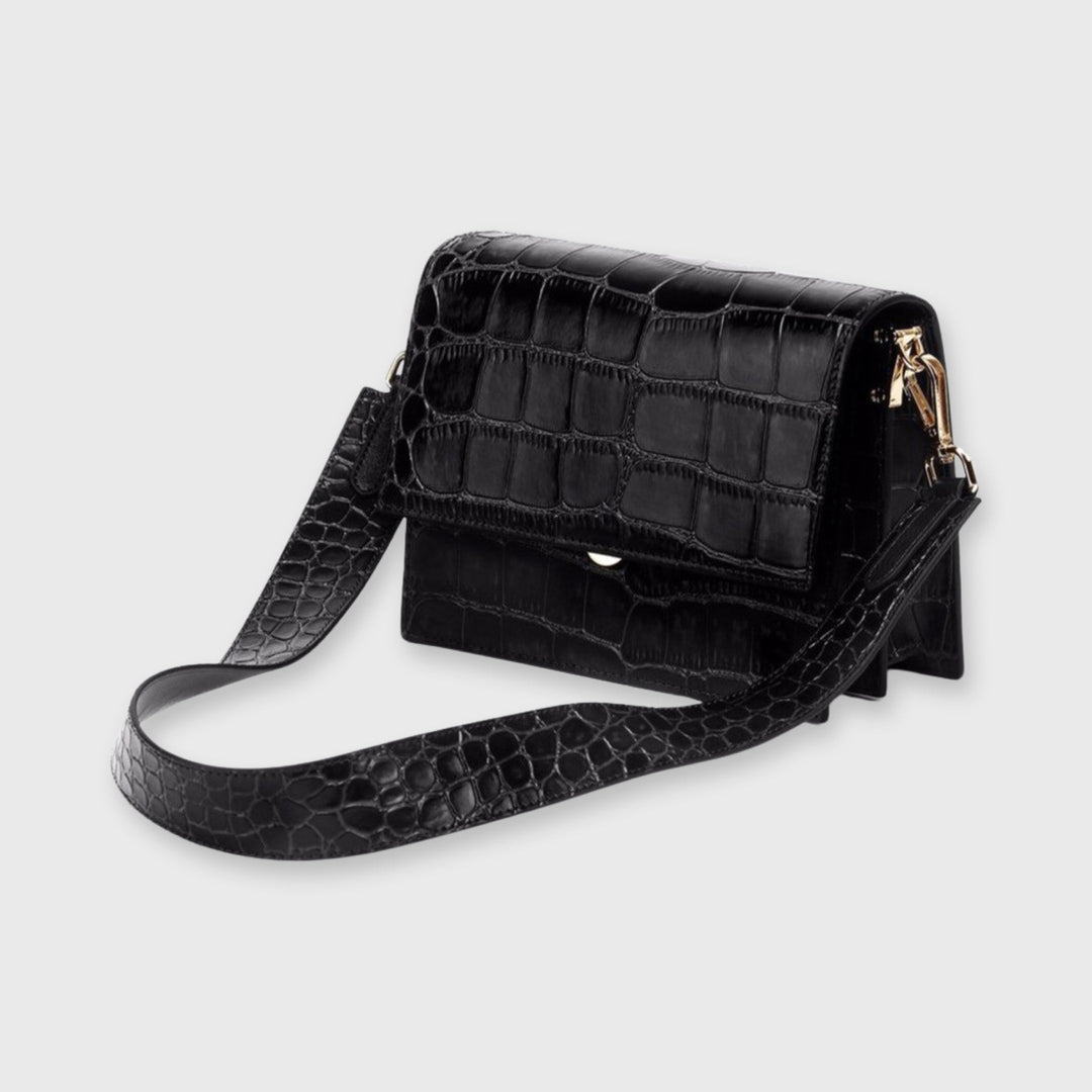 Borsa a mano donna strutturata effetto coccodrillo – Tracolla larga