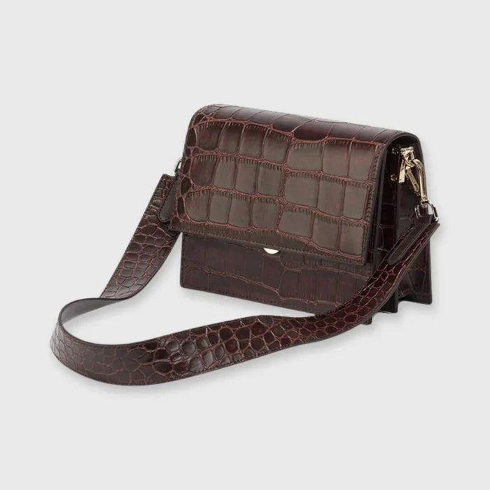 Borsa a mano donna strutturata effetto coccodrillo – Tracolla larga