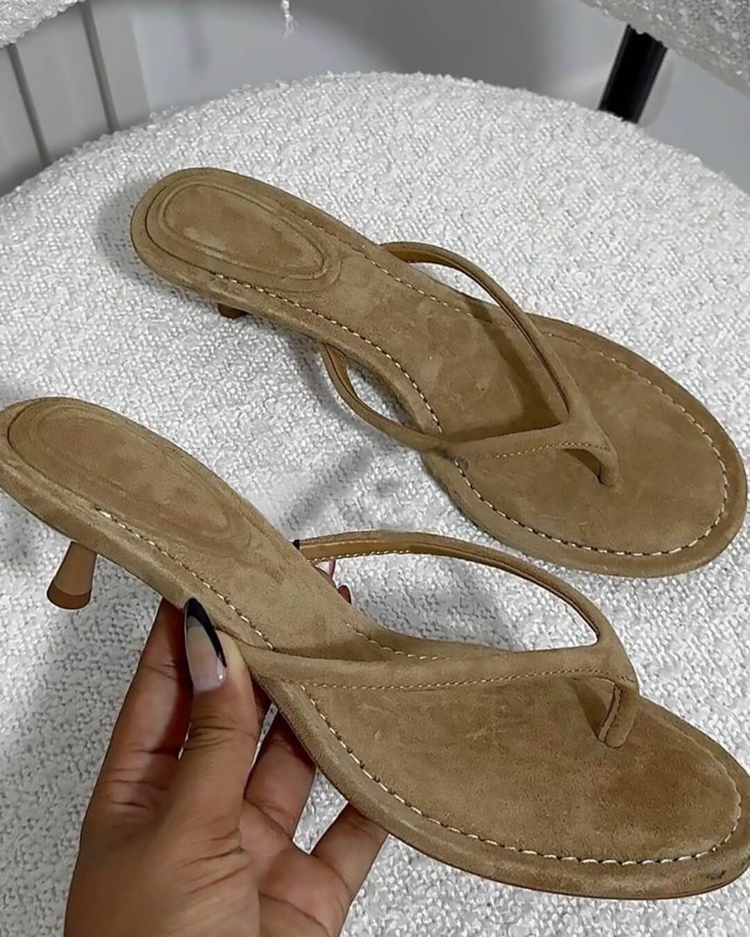 Women's Kitten Heel Sandals – Minimalist Strap with Round Toe