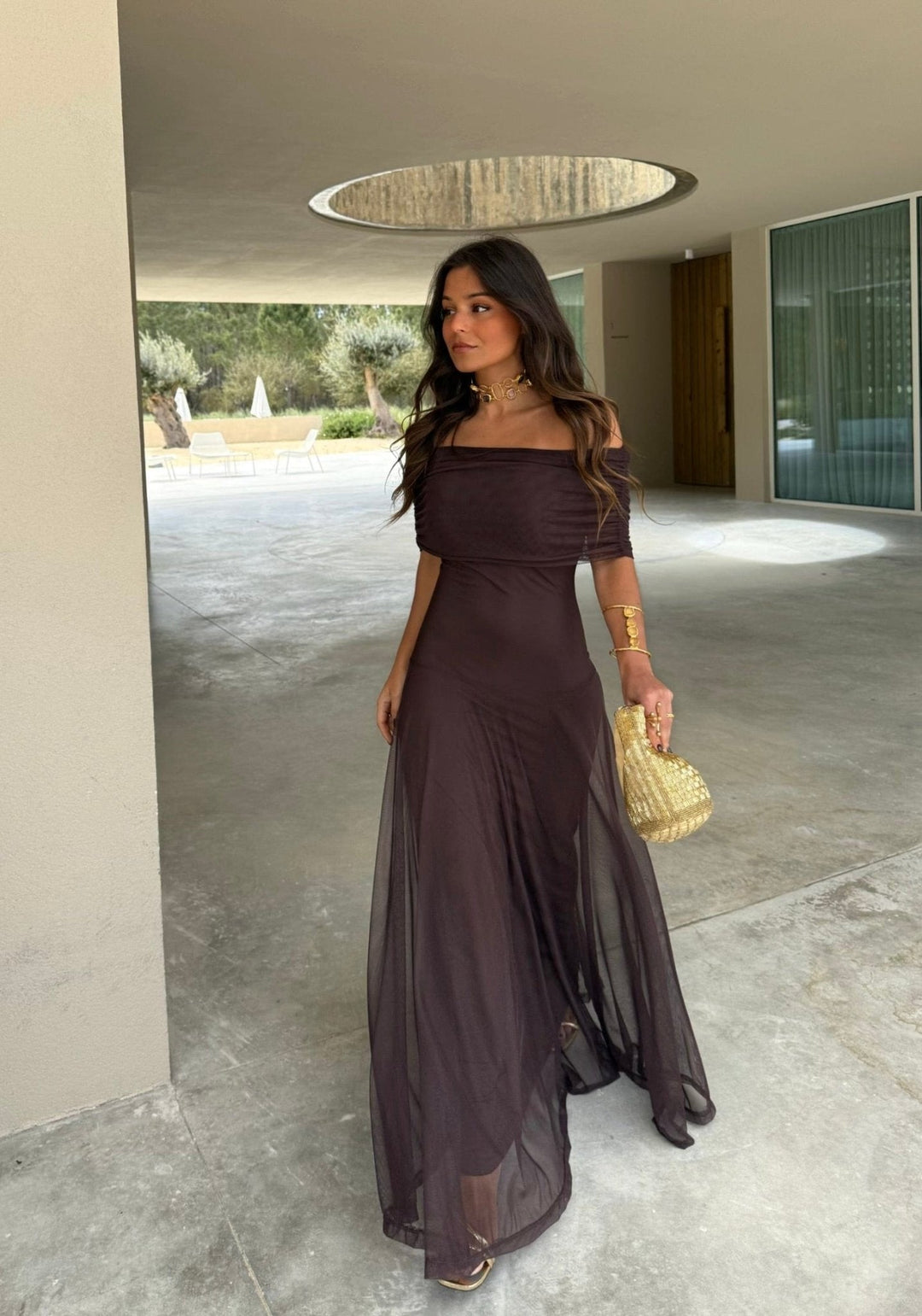 Ärmelloses langes Damenkleid – A-Linien-Schnitt