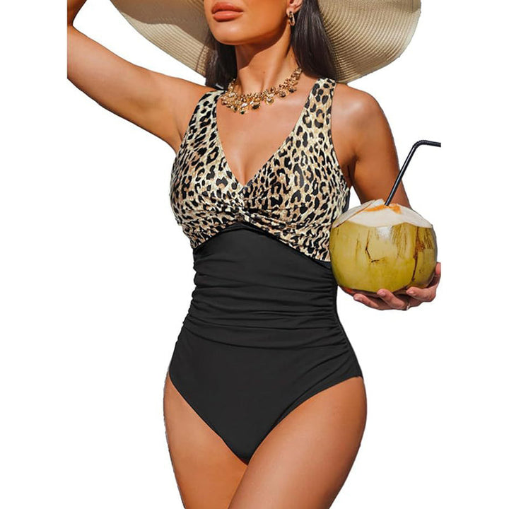 Costume da bagno intero donna arricciato – scollo a V e spalline larghe