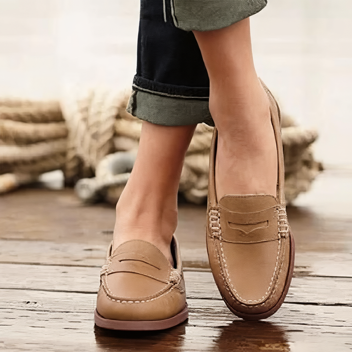Damen Orthopädische Mokassins aus Leder – Einfaches Hineinschlüpfen Niedriger Schnitt