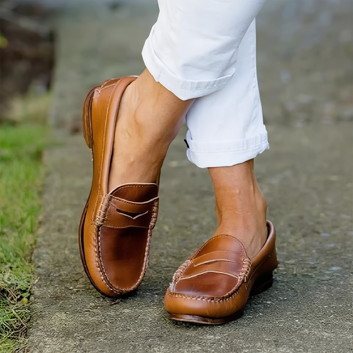 Damen Orthopädische Mokassins aus Leder – Einfaches Hineinschlüpfen Niedriger Schnitt
