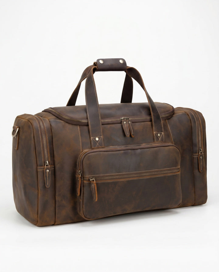 Reisetasche für Herren aus echtem Leder – Wochenend-Poloshirt-Tasche