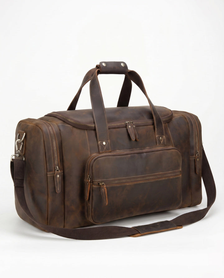 Reisetasche für Herren aus echtem Leder – Wochenend-Poloshirt-Tasche