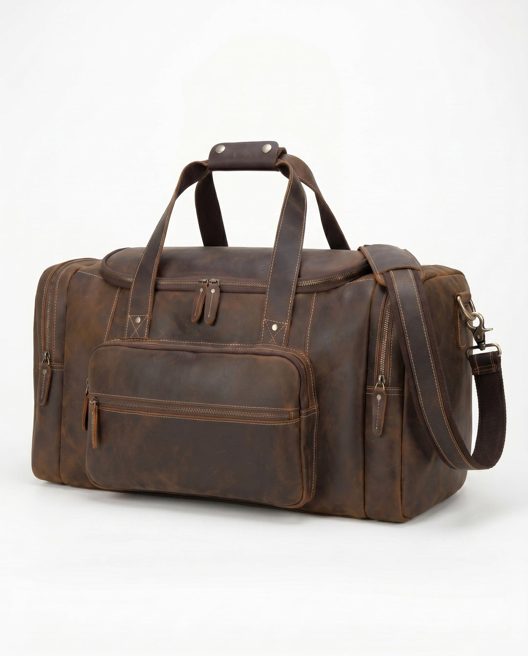 Reisetasche für Herren aus echtem Leder – Wochenend-Poloshirt-Tasche