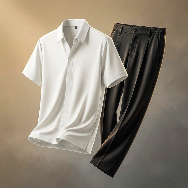 Herren-Set aus Hemd und Hose aus seidigem Stoff – lässiger Schnitt