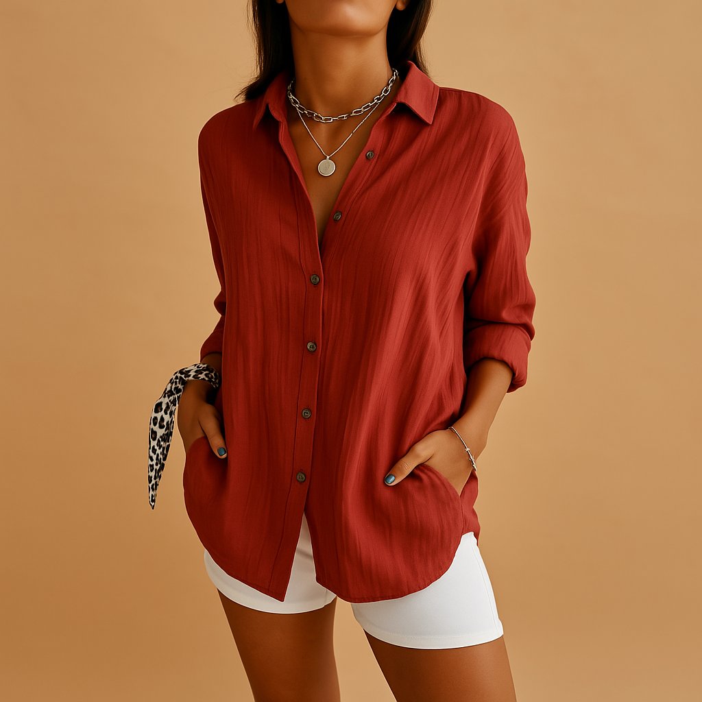 Bluse für Damen mit Knöpfen – Langärmlig, lässiger Schnitt