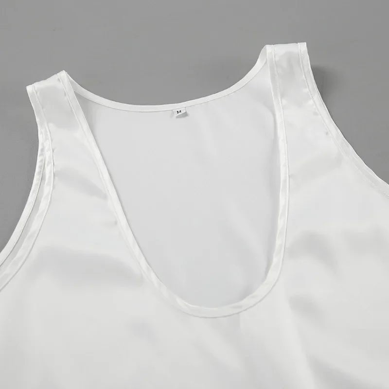 Women's Sleeveless Tank Top – Deep Round Neck, Flowing Fit
